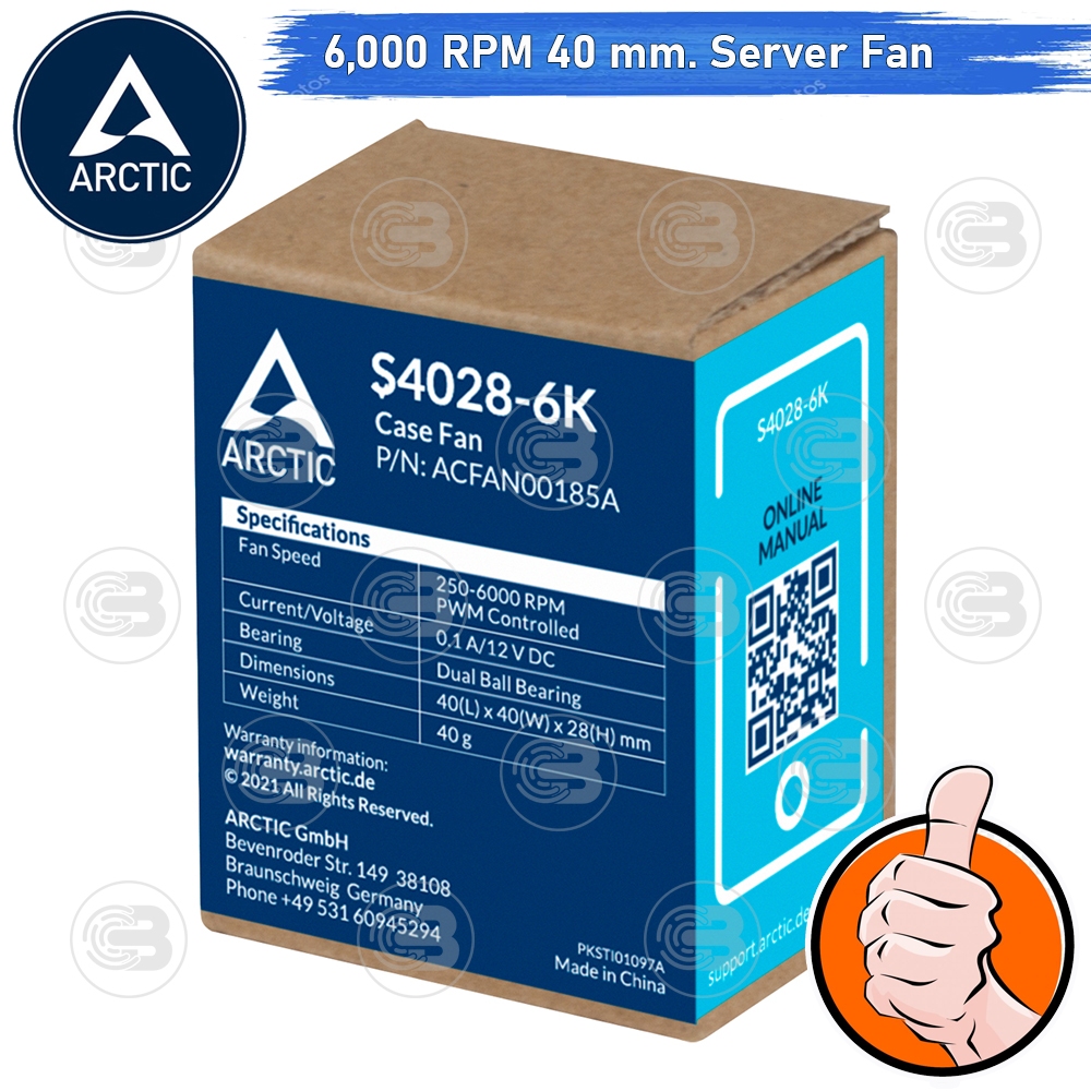 [CoolBlasterThai] ARCTIC S4028-6K 6000 RPM (size 40 mm.) Fan Case ประกัน 6 ปี