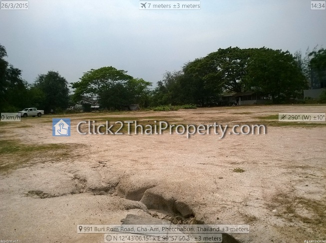ขายที่ดินติดทะเลหาดชะอำ อ.ชะอำ จ.เพชรบุรี 5 ไร่ 2 งาน., Front Beach Land for Sale : Cha-Am Beach, Petchaburi Province, Thailand