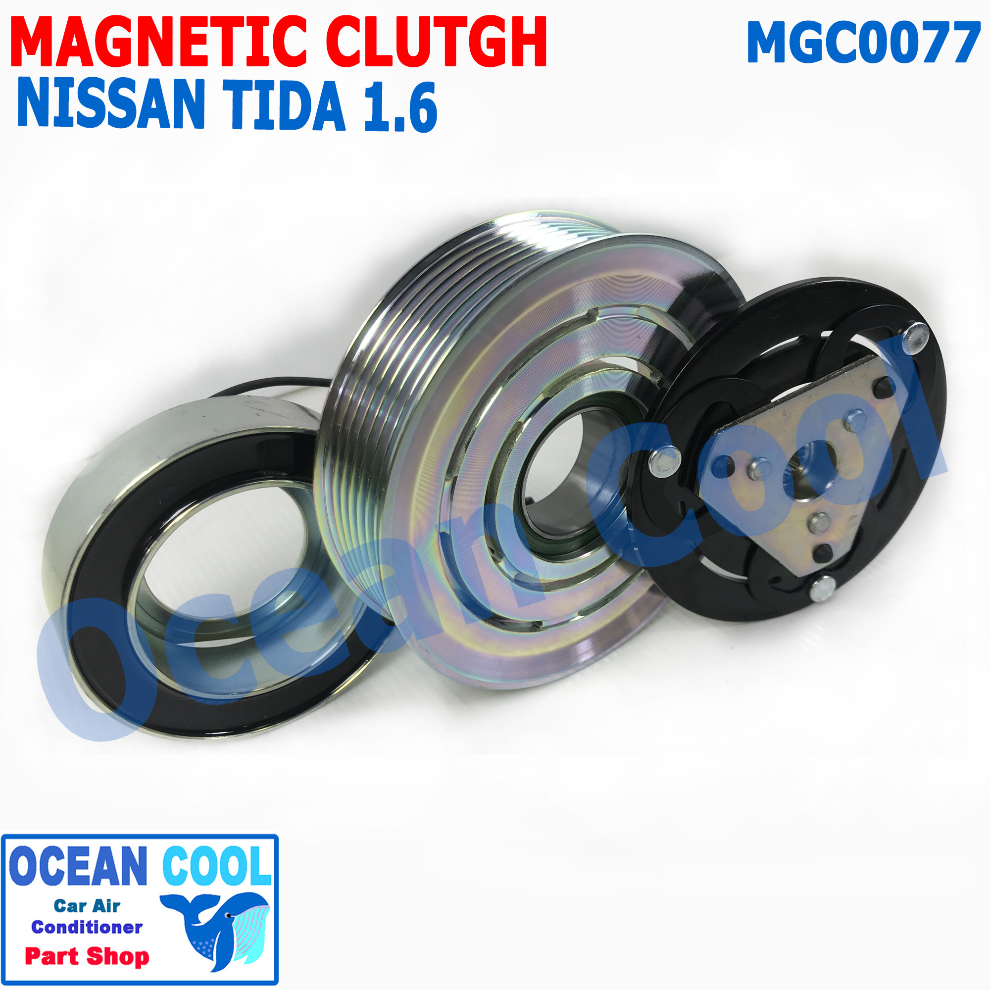 คลัชคอมแอร์ นิสสันทีด้า , คิวบ์ เครื่อง 1.6 ลูกปืนมู่เล่คลัชต์ NSK แท้ MGC0077 (คอม KK) Magnatic Clutch Assembly Set for NISSAN TIDA 1.6 , Cube'09 Z12 ชุดหน้าคลัชคอมแอร์