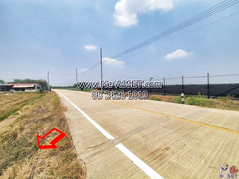 ขายที่ดินติดถนนคอนกรีต ย่าน อบต.ทวีวัฒนา ไทรน้อย บางกรวย บ้านกล้วย-ไทรน้อย นนทบุรี : ใกล้วัดคลองเจ้า : 2-1-42 ไร่