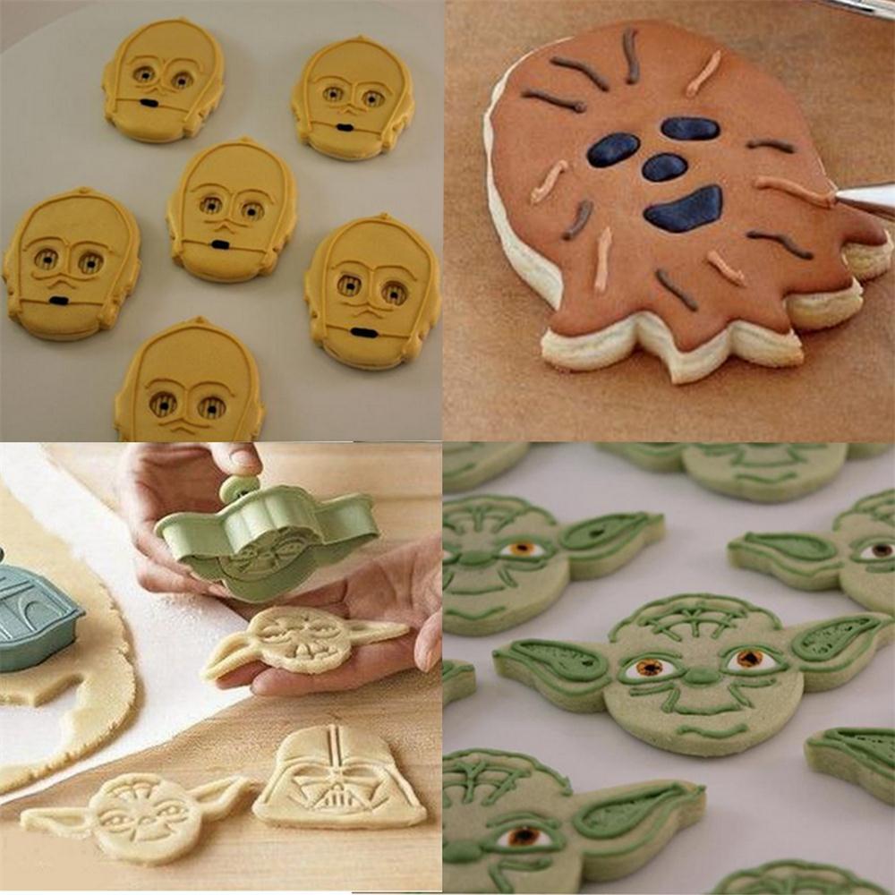 แม่พิมพ์ขนม คุ้กกี้ 4 แบบ C-3PO Chewbacca Yoda Darth Vader - Star Wars Cookies