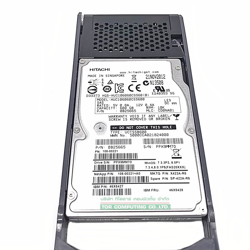 REF, NetApp X422A-R5 / SP-44A-R5 / 46X5427 / 46X5428 / 108-00221+A0 / 0B25665 [TorCompTH Thailand - ขาย จำหน่าย ราคา] NetApp 600GB 10K 6Gb SAS 2.5in HDD for FAS2040, DS2246