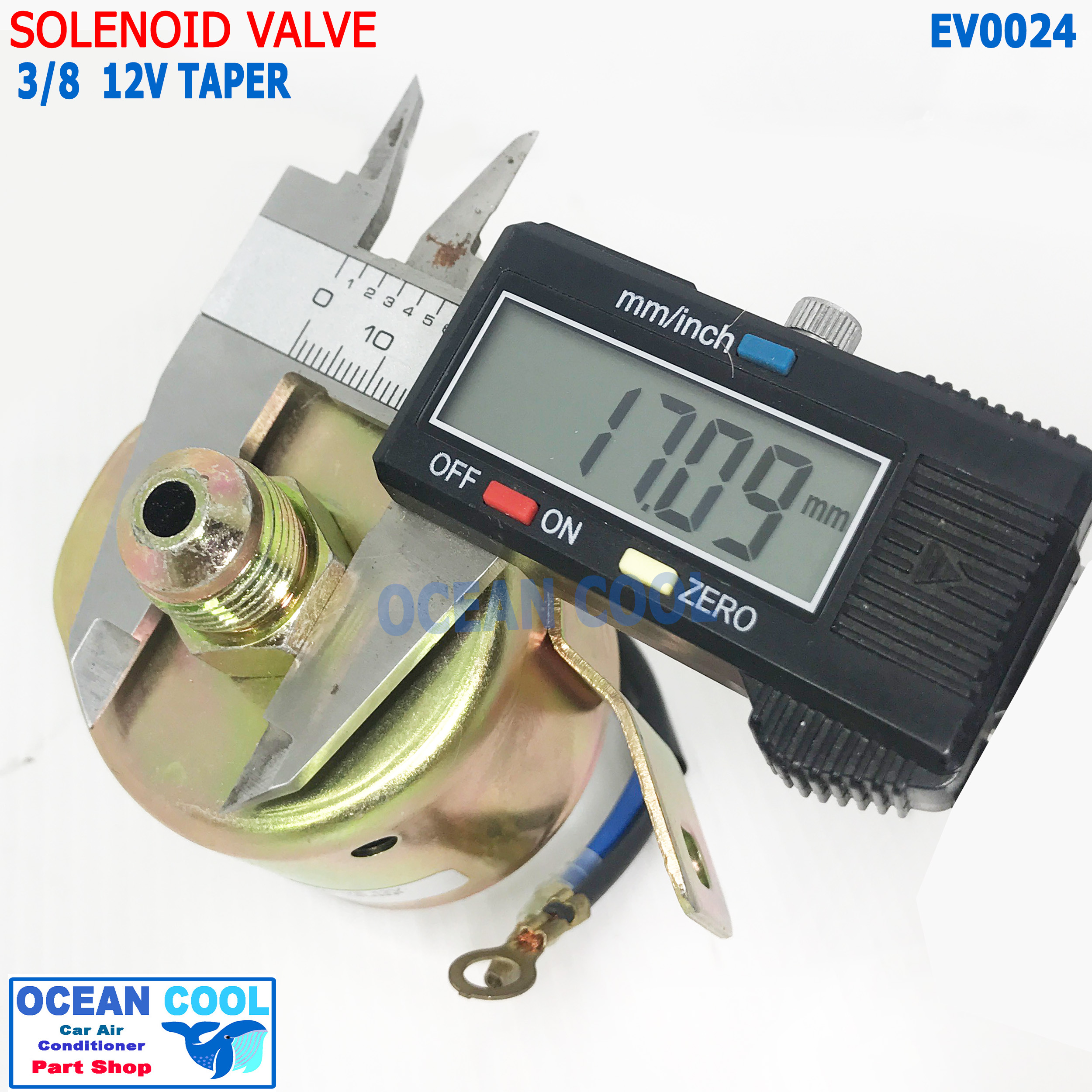 โซลินอยด์ วาล์ว 3 หุน 3/8 เทเปอร์ 12V EV0024 Solenoid Valve โซลินอยด์วาวล์ ใช้กับระบบแอร์ หรือ ระบบเบรก มือหัวแฟร์ วาล์ว เปิดปิด เบรกมือ