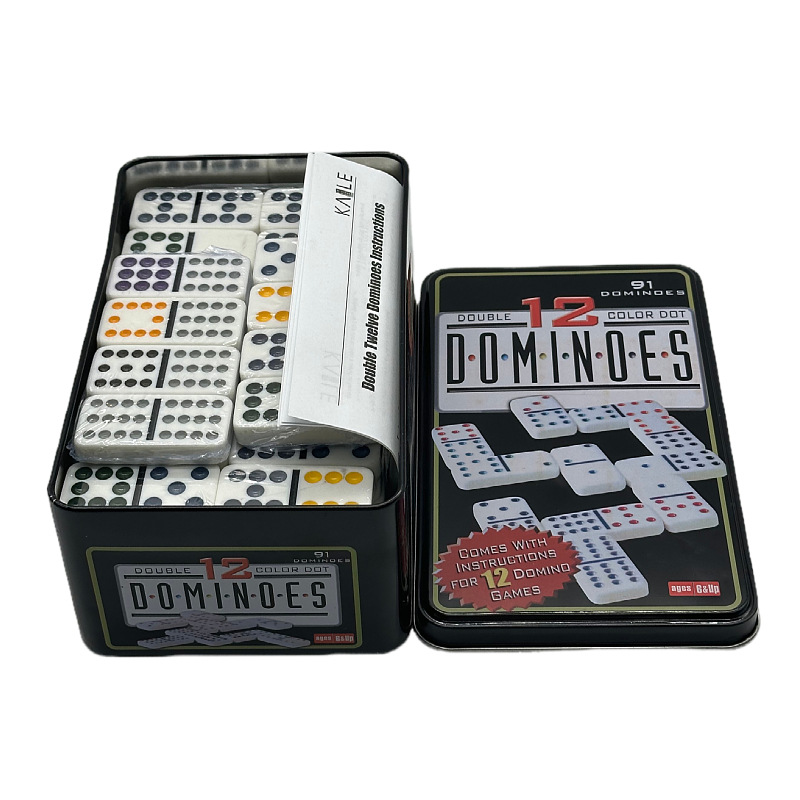 โดมิโน่เมลามีนกล่องเหล็กชุดพรีเมี่ยม Domino Melamine Iron Box Set