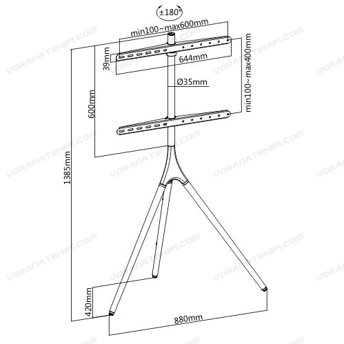 ARTTV65 (US model) ขาตั้งทีวี 43”- 65” ดีไซน์ขาตั้งภาพสามขา Tripod Easel TV Stand, Wooden Legs, 180° Swivel