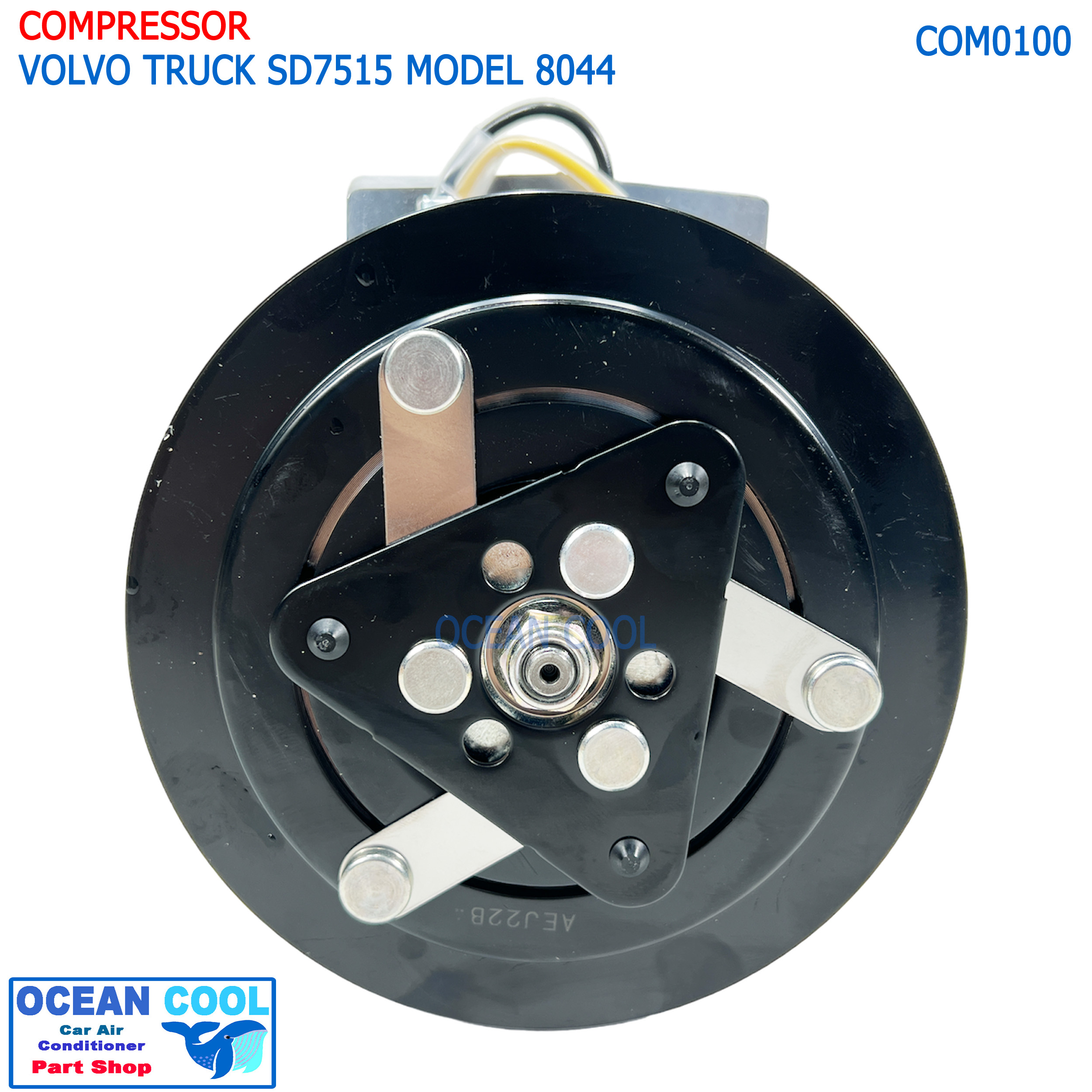 คอมเพลสเซอร์ วอลโว่ ทรัค 8PK 4 หู 24v Sanden แท้ COM0100 Compressor For VOLVO TRUCK SANDEN SD7H15 8044 หัวแปะออกตูด คอมแอร์ คอม คอมเพสเซอร์ อะไหล่แอร์ ร่องฟัน