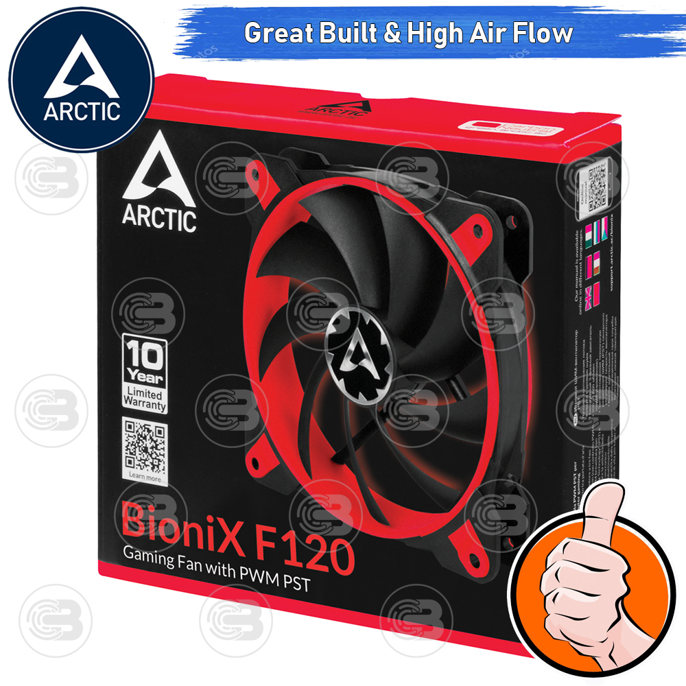 [CoolBlasterThai] ARCTIC BioniX F120 Red Gaming Fan with PWM PST (size 120 mm.) PC Fan Case ประกัน 10 ปี