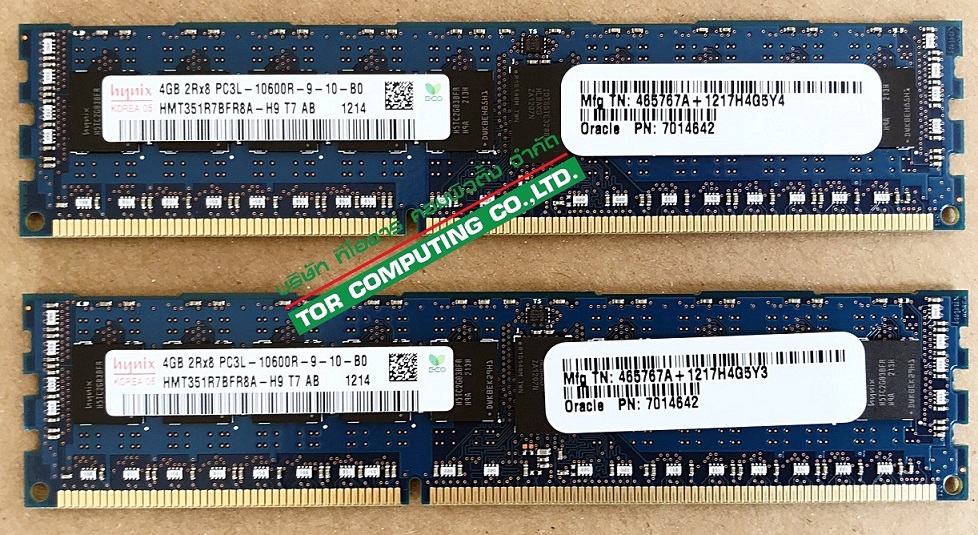 Sun 7014642 [TorCompTH Thailand] Sun 4GB 2Rx8 PC3L-10600R DDR3-1333 Memory for Sun T4, T5