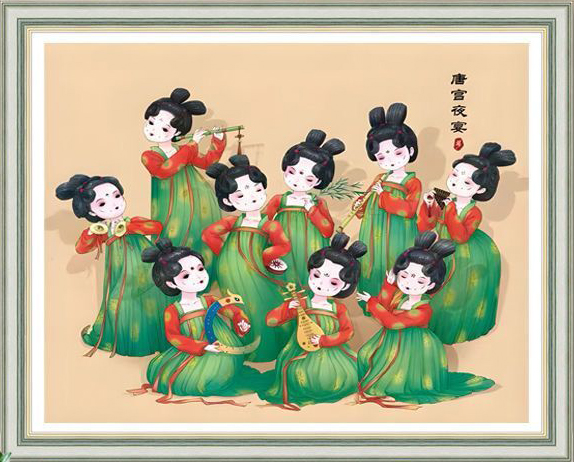 ชุดปักครอสติช ลาย 9 สาวงามจีน (งานปักเต็มลาย ไม่มีเดินเส้น) ขนาด 70*60 ซม.ผ้าครอสติช 11CTพิมพ์ลายปักบนผ้า ไหมคอตตอน 30 สี ผังลาย เข็ม
