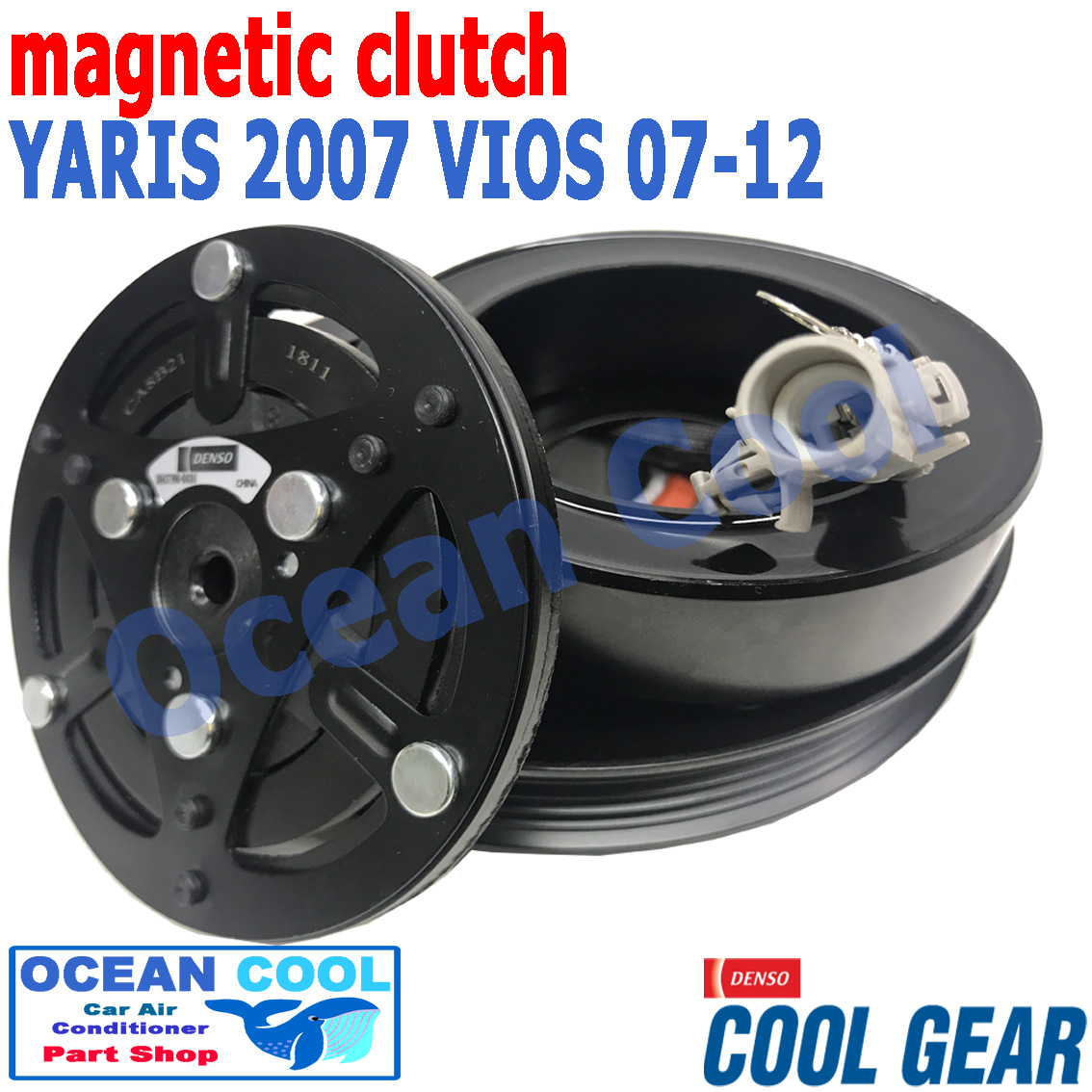 คลัชคอมแอร์ โตโยต้า ยาริส 2007 วีออส 2007 - 2012 MGC0016 COOL GEAR รหัส DI437390-0030 Magnetic Clutch TOYOTA Vios Yaris หน้า คลัช คอม มู่เล่ 2008 2009 2010 2011