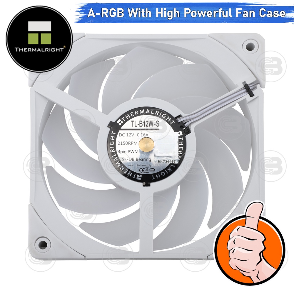[CoolBlasterThai] Thermalright TL-B12W-S (3 PCS) 2000+RMP A-RGB Static Pressure Fan Case (size 120 mm.) ประกัน 3 ปี