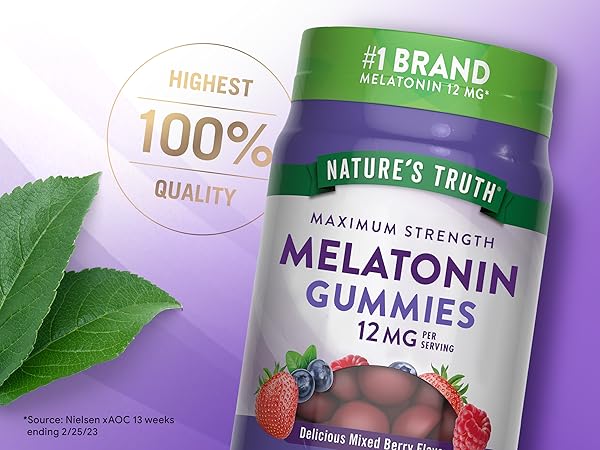Nature’s Truth Melatonin Gummies 12mg. (60Gummies) เยลลี่ช่วยในการนอนหลับ เมลาโทนิน 12mg. (1กระปุก)