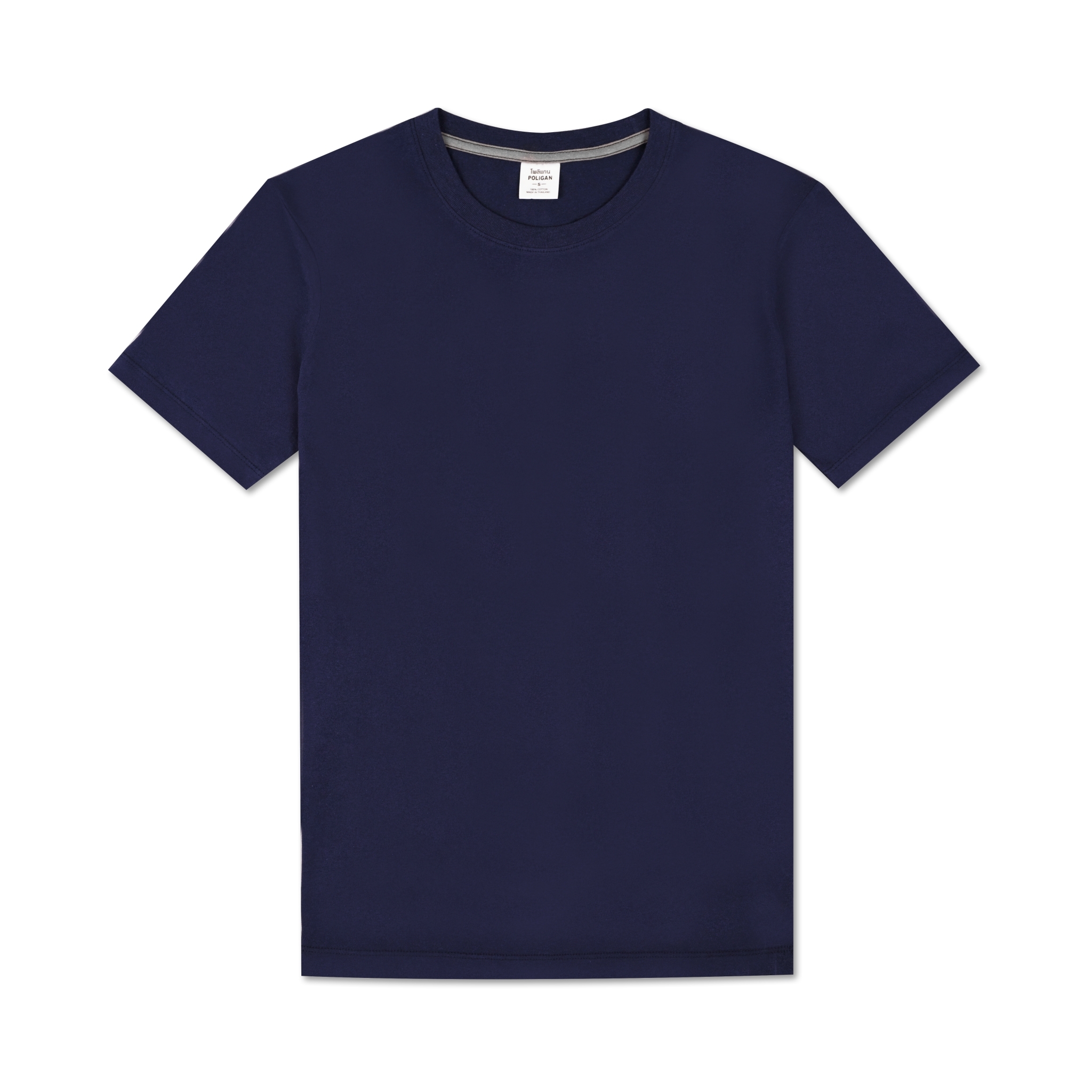 T-Shirt เสื้อยืด คอกลม-คอวี แต่งกุ๊นคอ COTTON100% สีกรมท่า