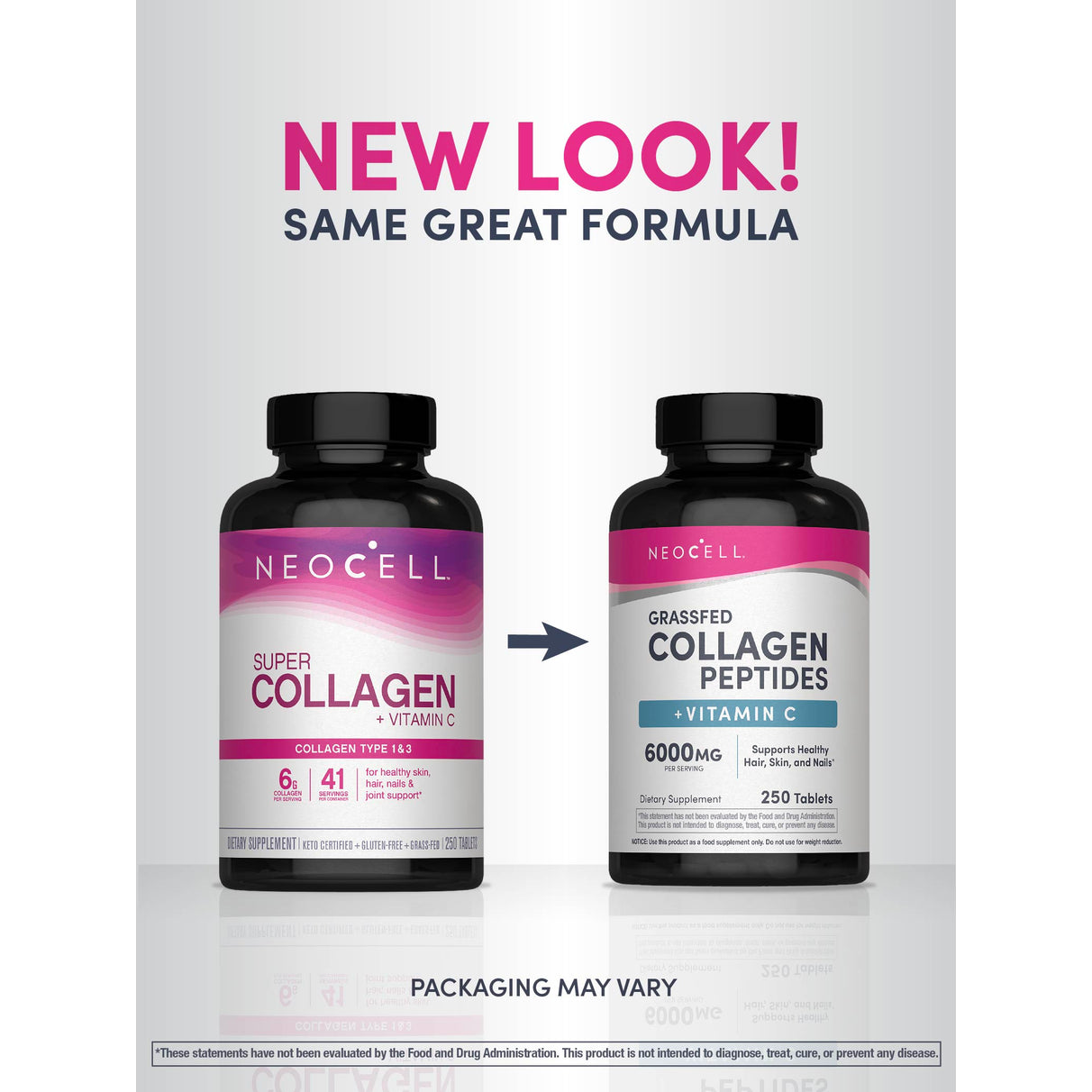 Neocell Grassfed Collagen +C 6000 mg. 250 เม็ด คอลลาเจนเม็ดบำรุงผิว แพ็คเก็จใหม่