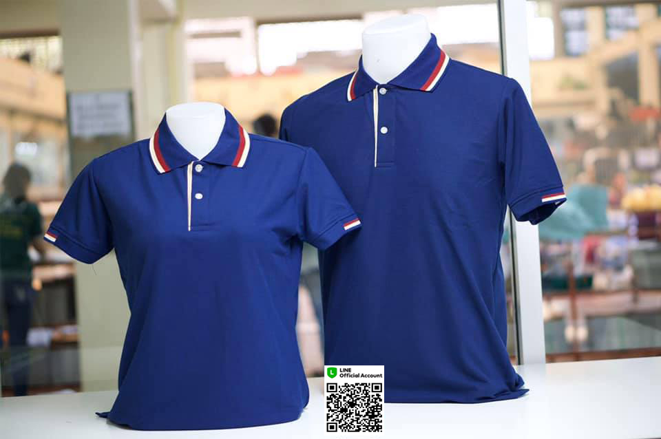 PLEN POLO เสื้อโปโล เสื้อคอปก ยูนิฟอร์ม กรมท่า ขลิบครีมแดง