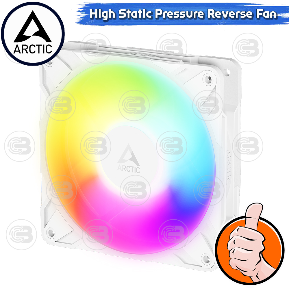 [CoolBlasterThai] ARCTIC P12 PRO REVERSE PST A-RGB WHITE (size 120 mm.) X3 Value Pack PC Fan Case ประกัน 6 ปี