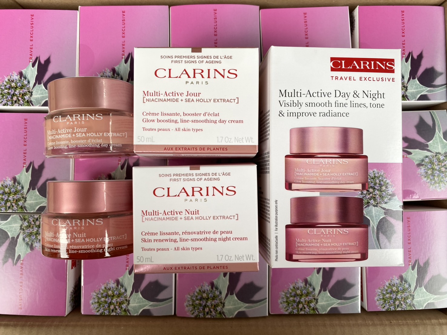 Clarins Multi-Active Day & Night Cream Set (50ml x 2 กระปุก) เซตบำรุงผิวครบสูตร ทั้งกลางวัน–กลางคืน