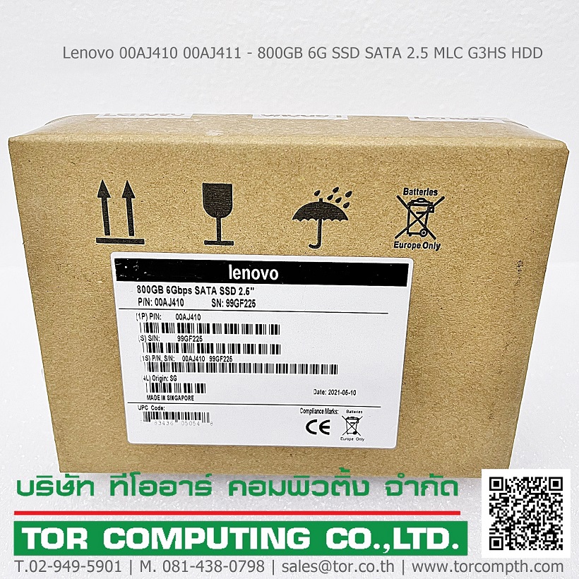 LENOVO 00AJ410 00AJ411 [TorCompTH Thailand ขาย จำหน่าย ราคา] Lenovo 800GB 6G SSD SATA 2.5 MLC G3HS HDD