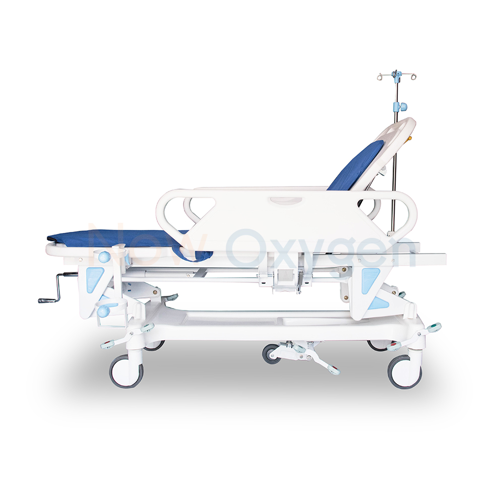 เตียงเคลื่อนย้ายคนไข้ฉุกเฉิน แบบมีปีกราวสไลด์ ปรับระดับสูงต่ำ และพนักพิงหลัง ได้ รับประกันศูนย์ไทย 1 ปี