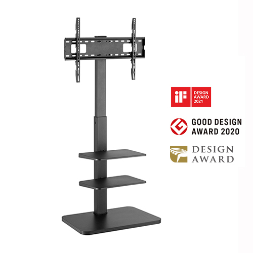ENIX F8600 series ขาตั้งทีวี 37“-75" Home Use TV Floor Stand with Double shelves, Max VESA 600x400mm., Weight Capacity 40 Kg., (ไม่มีล้อ)