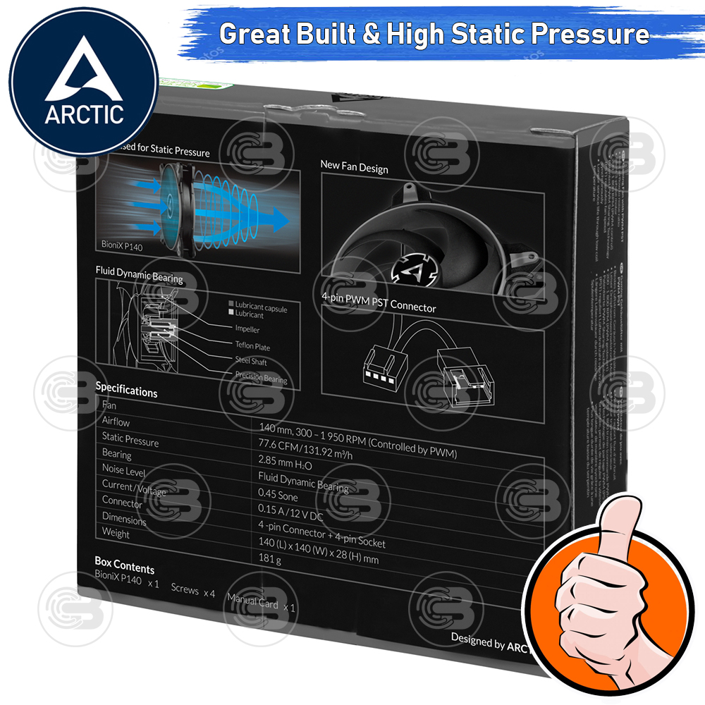 [CoolBlasterThai] ARCTIC BioniX P140 Grey Pressure-optimised with PWM PST(size 140 mm.) PC Fan Case ประกัน 10 ปี
