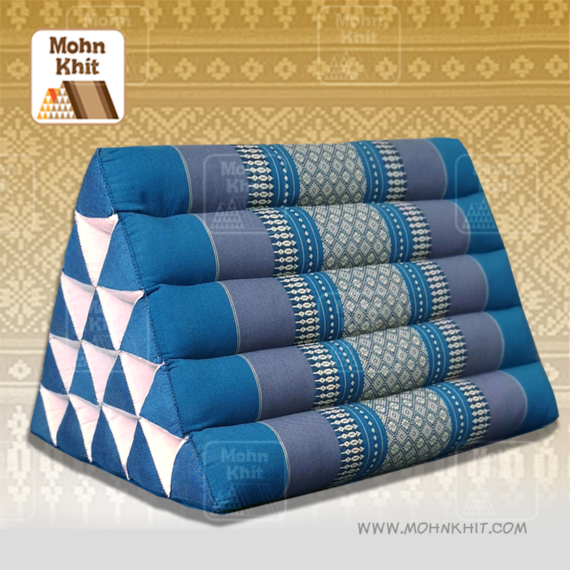 หมอนสามเหลี่ยม15ช่องเดี่ยวลายขิด 52cmx36cmx32cm// Thai Tri-angle Cotton kapok 100%Traditional Floor Cushions .