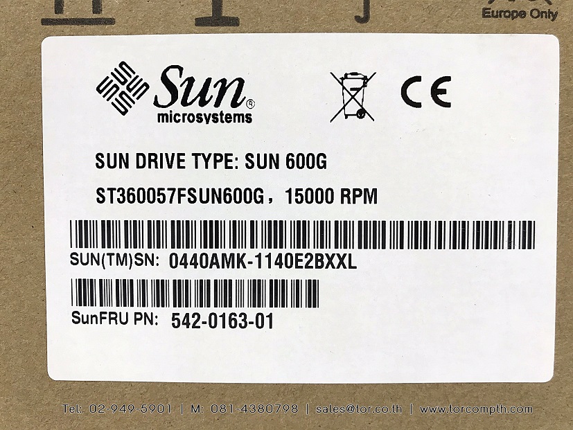 Sun XTC-FC1CF-600G15K / 542-0163 / 390-0484-03 [TorCompTH Thailand ขาย จำหน่าย ราคา] Sun 600GB 15K 3.5IN FC HDD for SUN StorageTek 6140, 6180