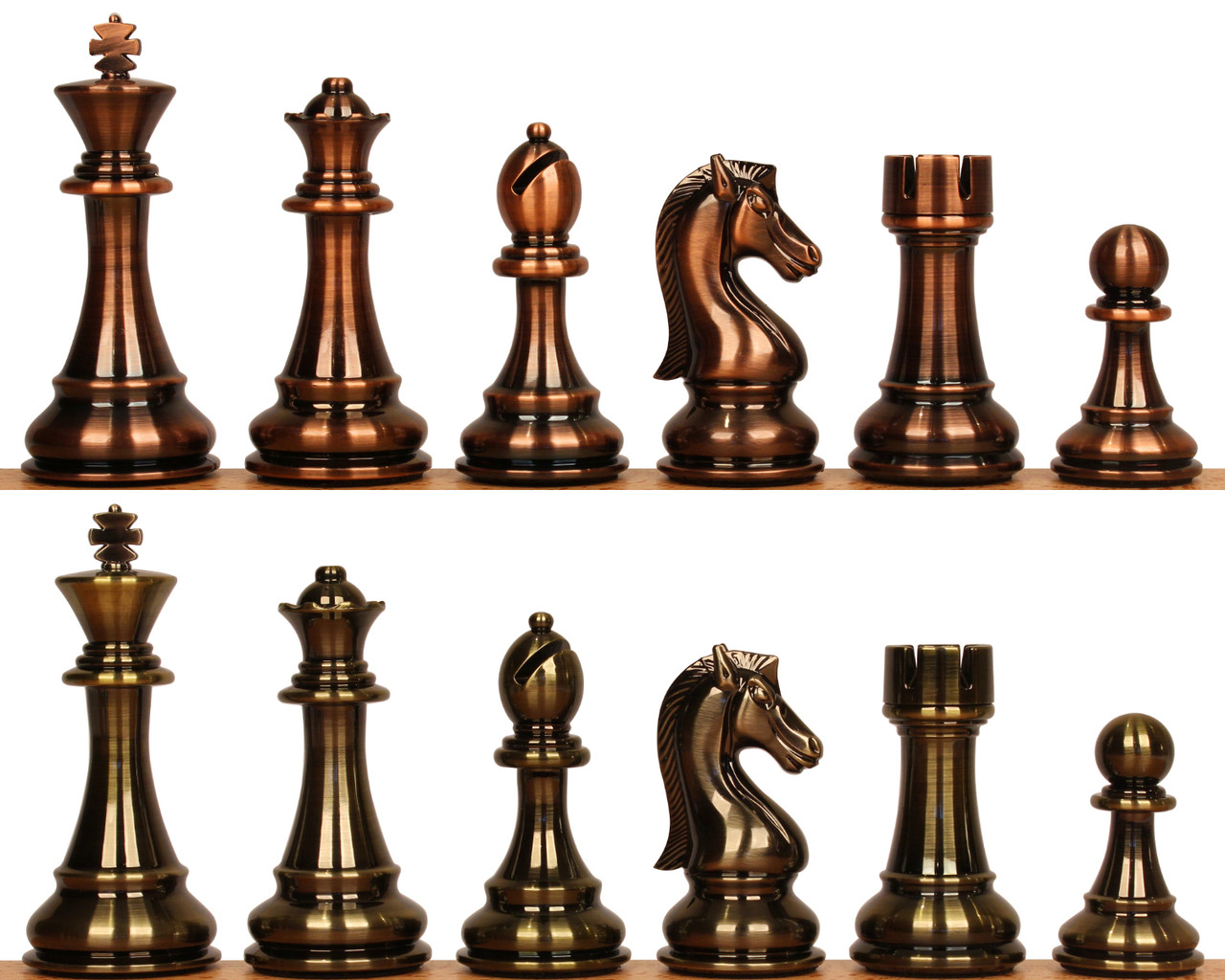 4 1/4" King's Knight Series Resin Chess Set with Copper & Brass Pieces ตัวหมากรุกสากลZinc Alloy สีCopper+Brass