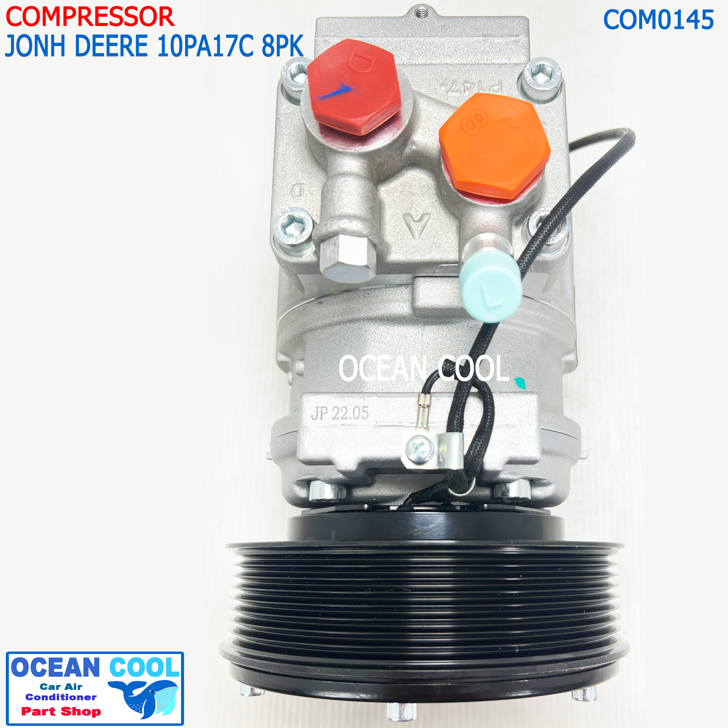 คอมแอร์JONH DEERE 10PA17C 8PK 12v com0145 จอห์น เดียร์ คอมแอร์รถตัดอ้อย รถไถ รถแทรกเตอร์