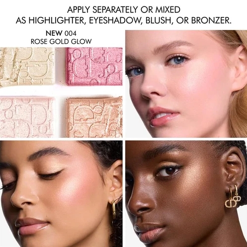 Dior Backstage Glow Maximizer Palette เฉดสี 004 Rose Gold Glow พาเลตต์ไฮไลต์โกลว์ (1ตลับ)