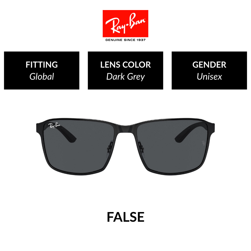 แว่นกันแดด Ray-Ban RB3721 186/87 SIZE59 FALSE DARK GREY