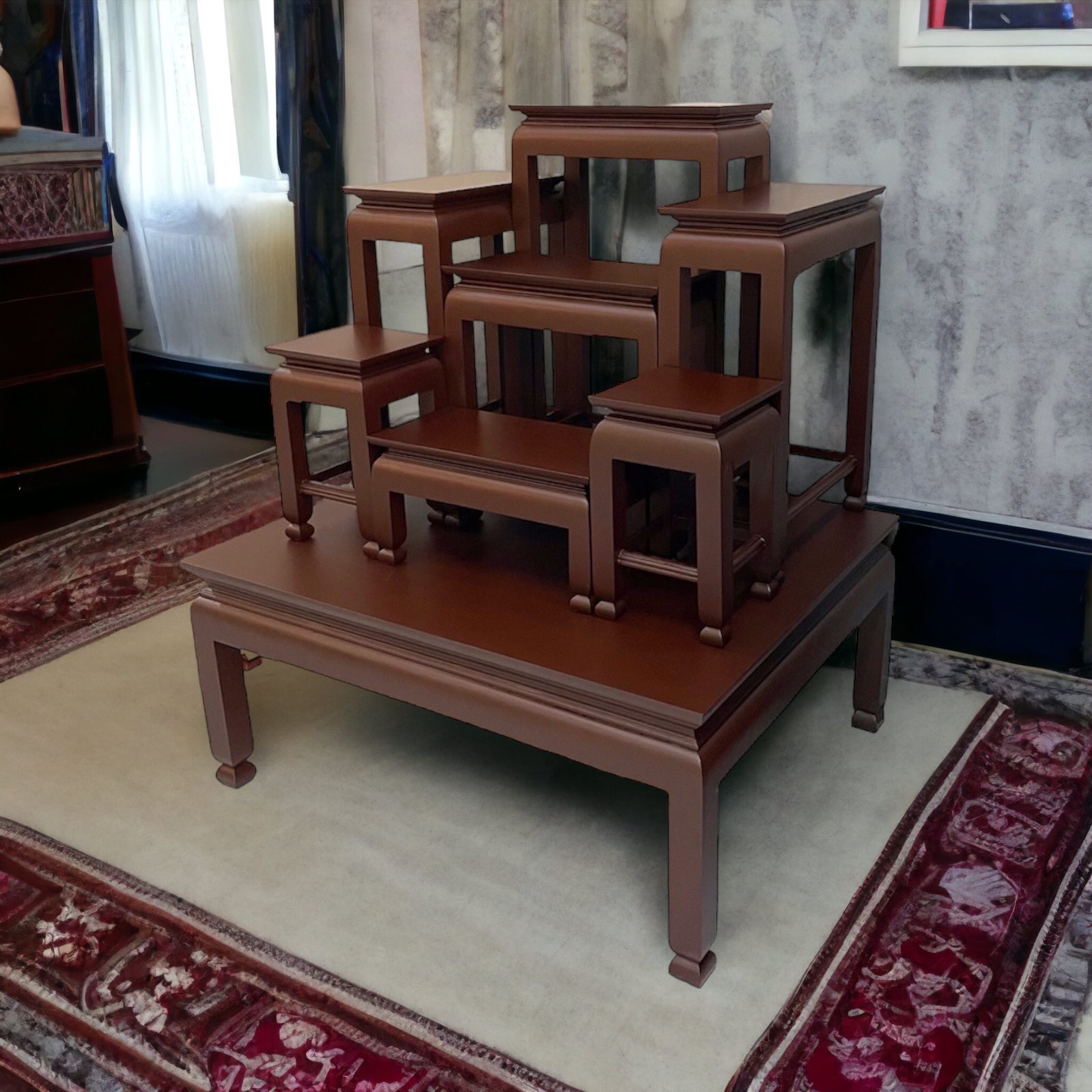 โต๊ะหมู่ 7 หน้า 6 ด้านน้ำตาล ขาตุ่ม