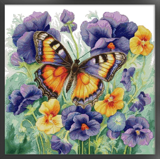 Butterfly with Pansies (ไม่พิมพ์/พิมพ์ลาย)