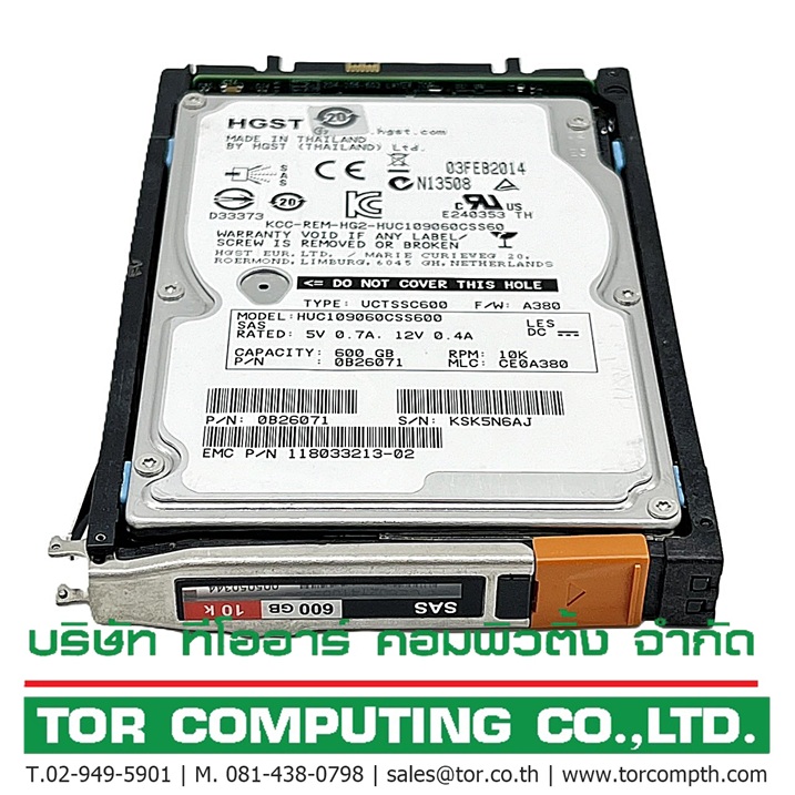 EMC 005050344 [TorCompTH - ขาย จำหน่าย ราคา] EMC 600GB 10K 6G SAS 2.5IN SFF HDD for VNX