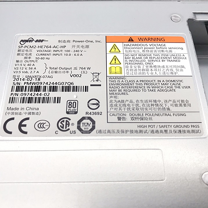 REF, HP 726237-001 / 727386-001 [TorCompTH Thailand - ขาย จำหน่าย ราคา] HP 764W 80 Plus Power Supply for HP 3PAR 8200