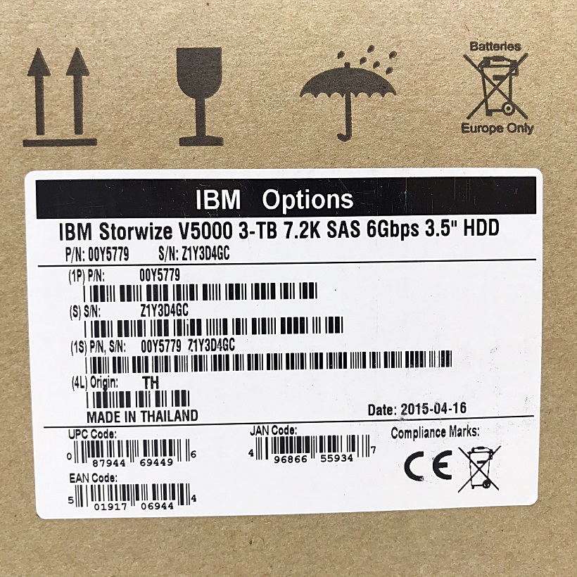NEW, IBM 00Y5779 [TorCompTH Thailand ขาย จำหน่าย ราคา] IBM 3TB 7.2K 6Gb NL SAS 3.5IN HDD for V5000 Gen1 2078-12C/12E