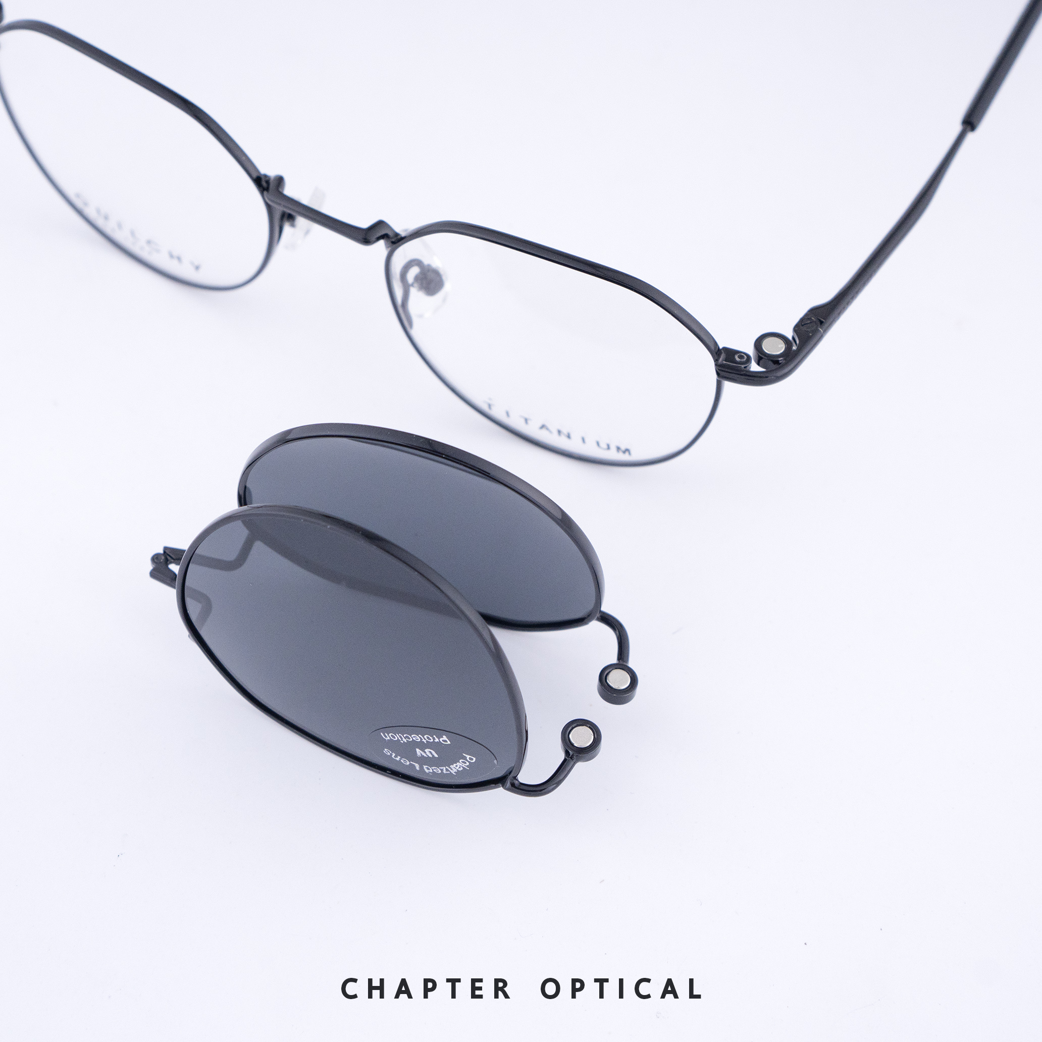 กรอบแว่นตา GUILCHY รุ่น MS-2-C06 แว่นไทเทเนียมพร้อมคลิปออนแม่เหล็ก Polarized