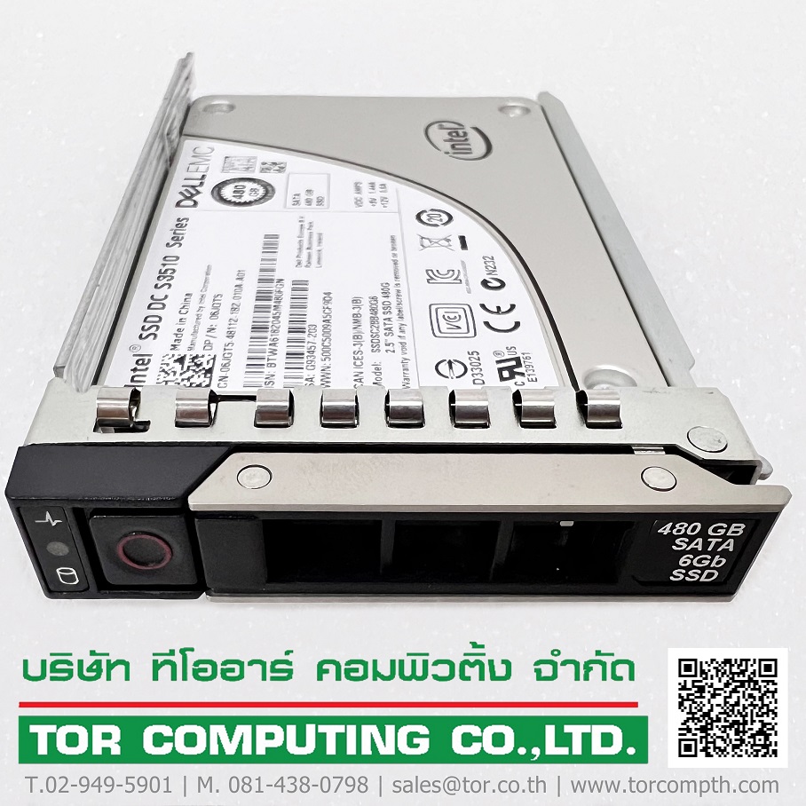 Dell 06JGT5, 6JGT5 [TorCompTH Thailand ขาย จำหน่าย ราคา] Dell 480GB 2.5 SATA 6G MU SSD w/Tray for Gen 14