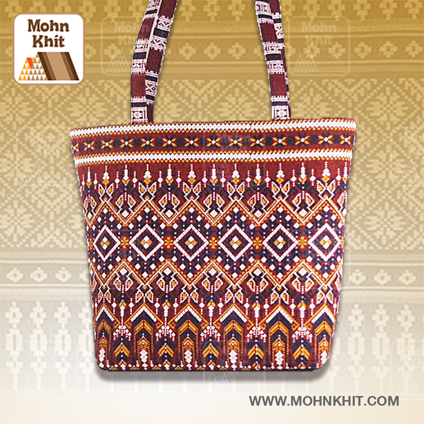 กระเป๋าผ้ามัดหมี่,กระเป๋าผ้าขิด กระเป๋าสะพายไหล่ กระเป๋าหิ้ว35x32x11Cm//Khit Bag, Tote Bag, Tote Bag 35x32x11 Cm