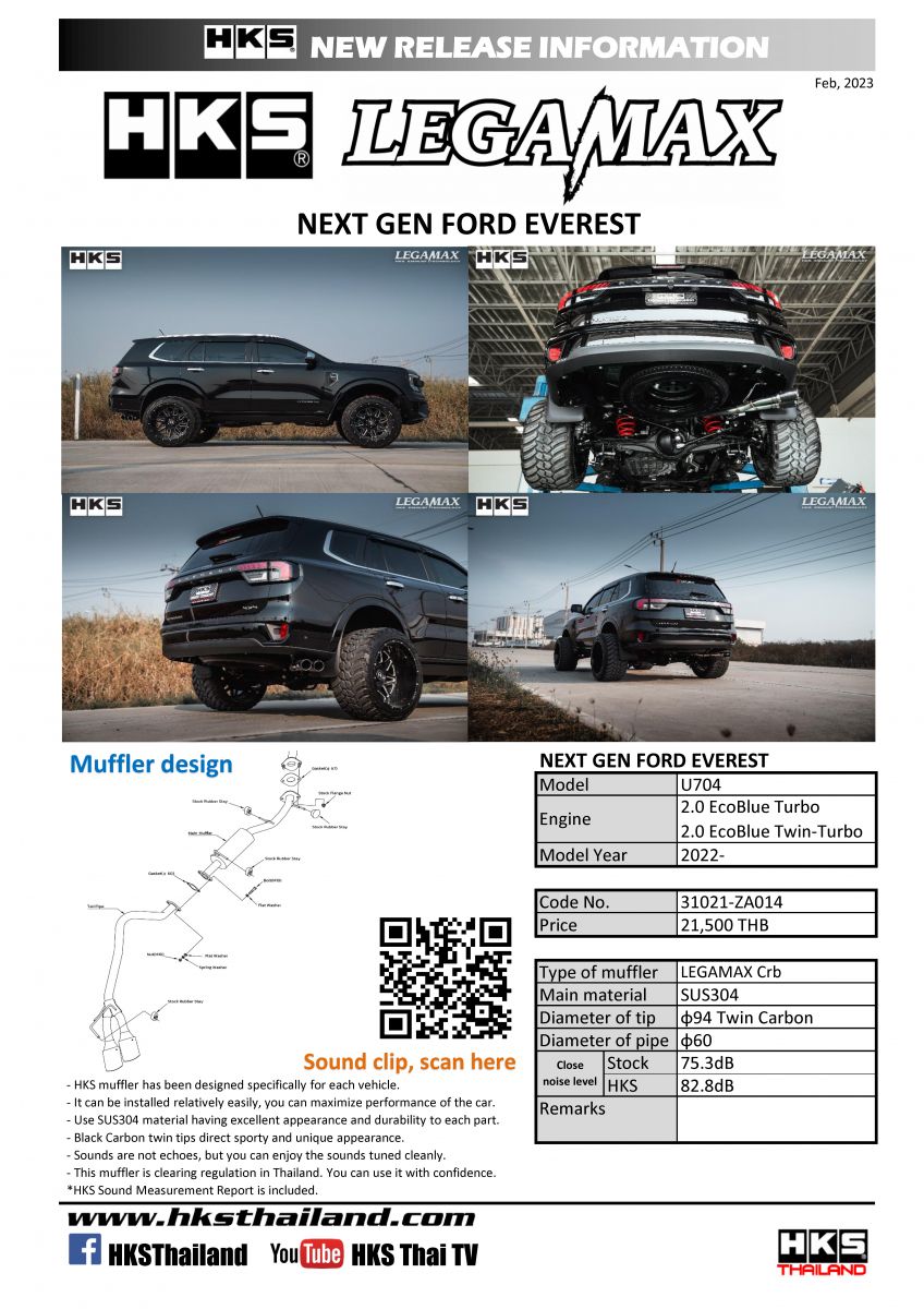 ชุดท่อ HKS Next Gen Everest 2022