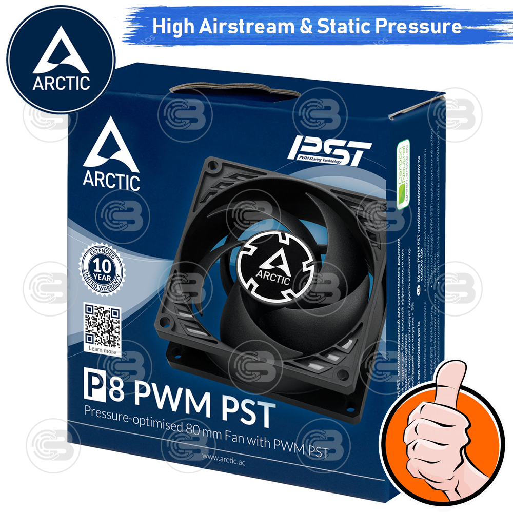 [CoolBlasterThai] ARCTIC P8 PWM PST BLACK (size 80 mm.) PC Fan Case ประกัน 6 ปี