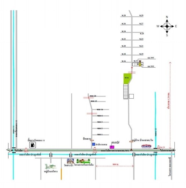 ขายทาวน์เฮ้าส์ หลังมุม ย่าน องครักษ์ คลอง 11 บึงน้ำรักษ์ ธัญบุรี ปทุมธานี : ม.บ้านแสงตะวัน คลอง 11 : 2 ชั้น 24 ตารางวา