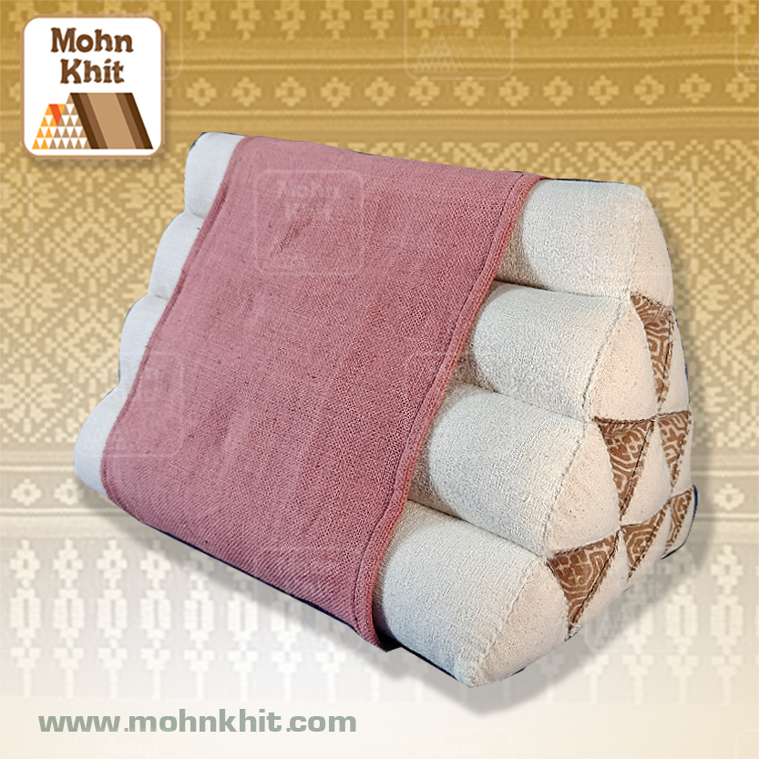 หมอนสามเหลี่ยมผ้าฝ้ายไทย 10 ช่อง 33x22x17Cm Tri-angle kapok 100%Traditional Floor Cushions 10 holes.