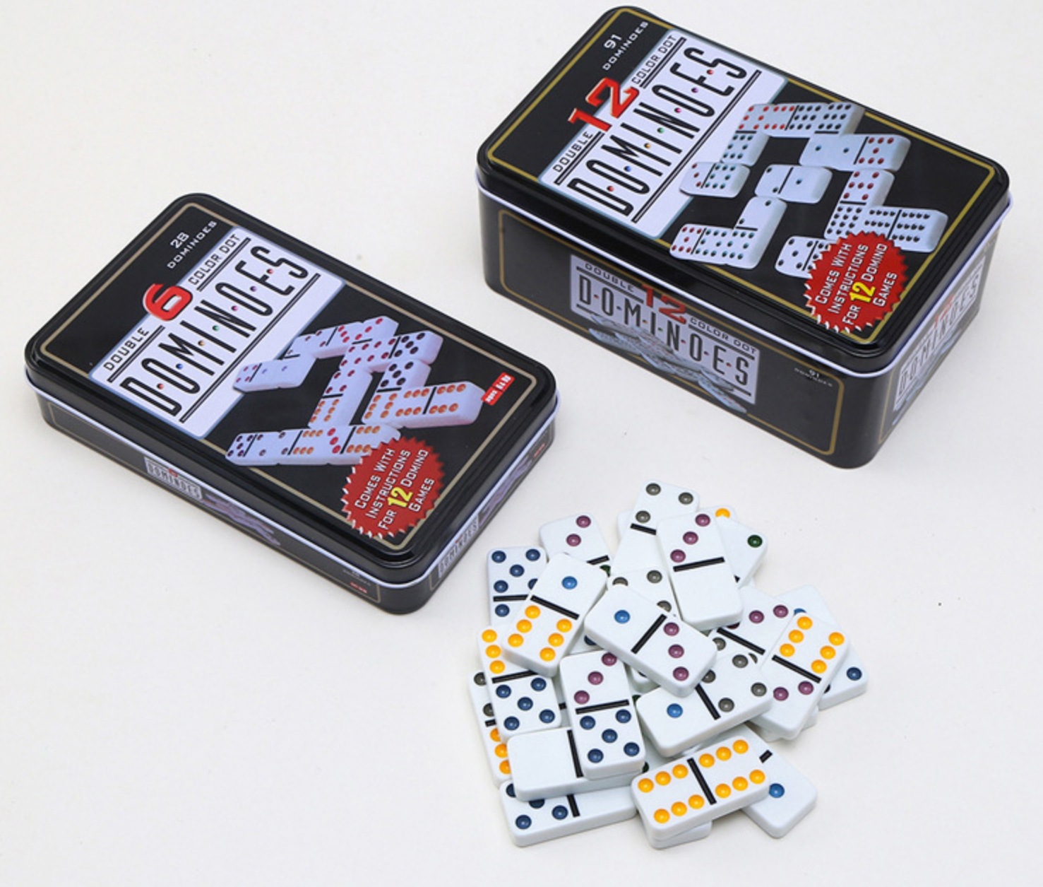 โดมิโน่เมลามีนกล่องเหล็กชุดพรีเมี่ยม Domino Melamine Iron Box Set