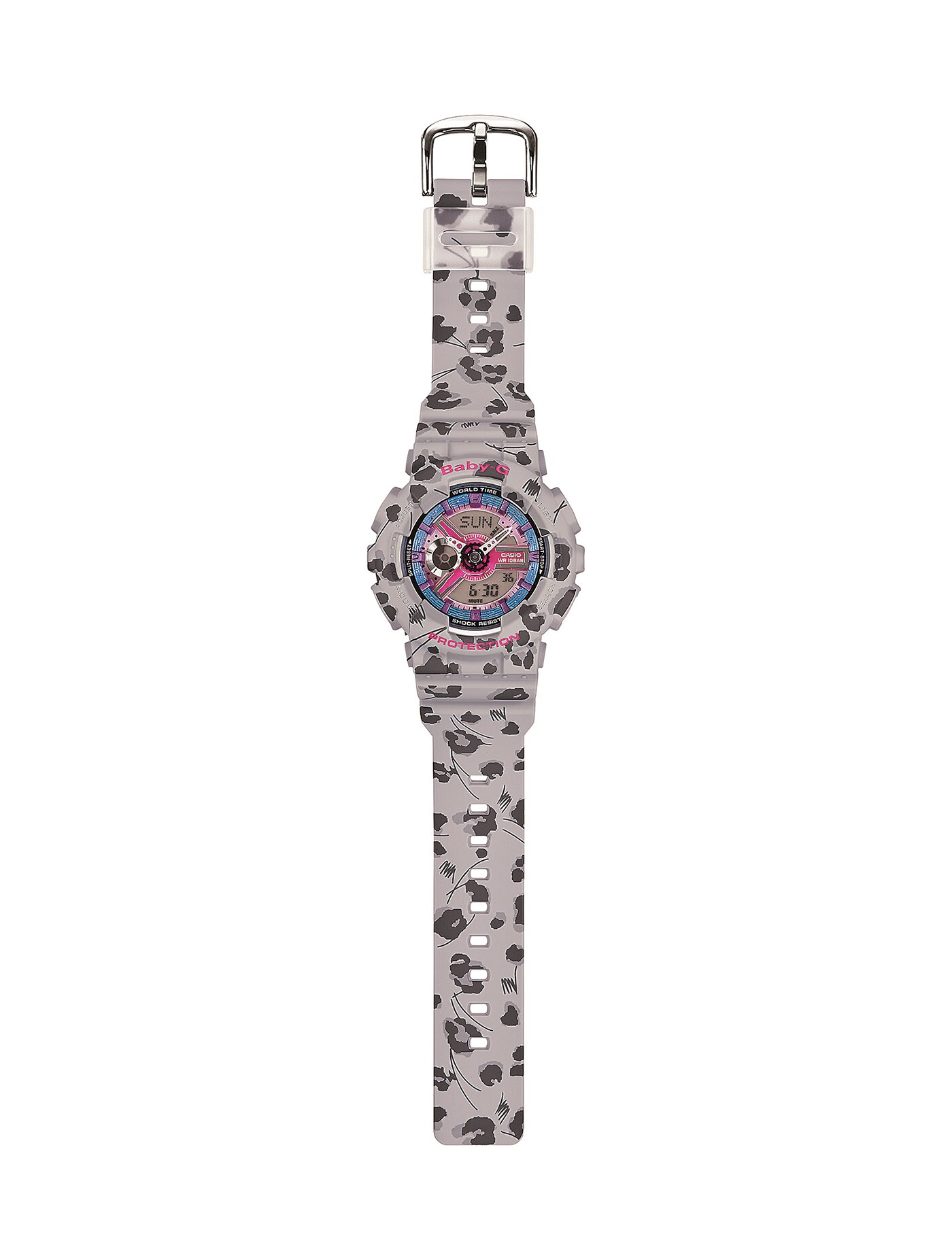 นาฬิกาข้อมือหญิง สีเทา สายเรซิ่น Casio Baby G รุ่น BA-110FL-8ADR
