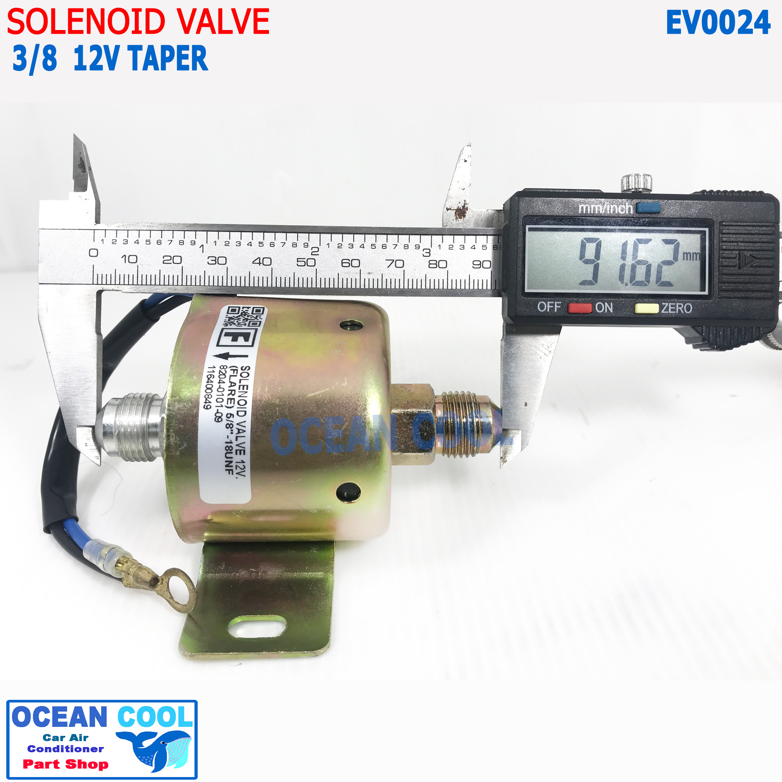 โซลินอยด์ วาล์ว 3 หุน 3/8 เทเปอร์ 12V EV0024 Solenoid Valve โซลินอยด์วาวล์ ใช้กับระบบแอร์ หรือ ระบบเบรก มือหัวแฟร์ วาล์ว เปิดปิด เบรกมือ