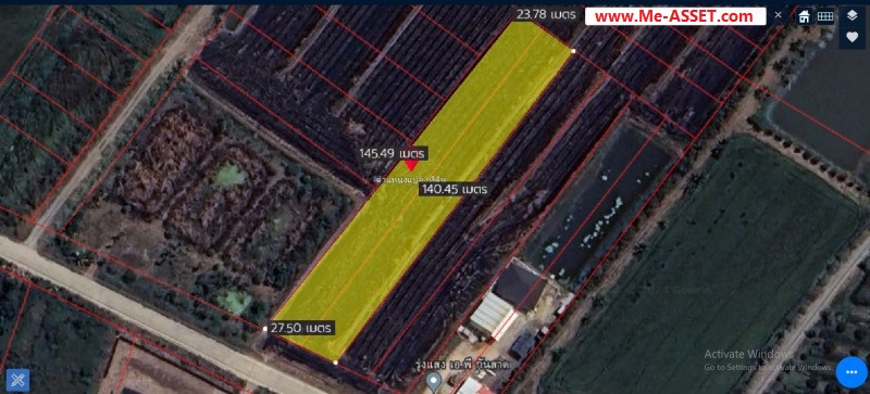 ขายที่ดินติดถนนคอนกรีต ย่าน อบต.ทวีวัฒนา ไทรน้อย บางกรวย บ้านกล้วย-ไทรน้อย นนทบุรี : ใกล้วัดคลองเจ้า : 2-1-42 ไร่