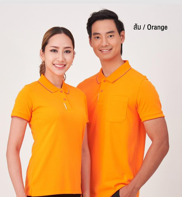 BCS SMART POLO เสื้อโปโล เสื้อคอปก เสื้อทีม ยูนิฟอร์ม สีส้ม ทรงชาย-หญิง ไม่เป็นขุ่ย100%