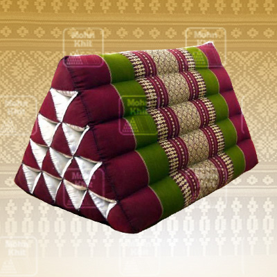 หมอนสามเหลี่ยม15ช่องเดี่ยวลายขิด 52cmx36cmx32cm// Thai Tri-angle Cotton kapok 100%Traditional Floor Cushions .