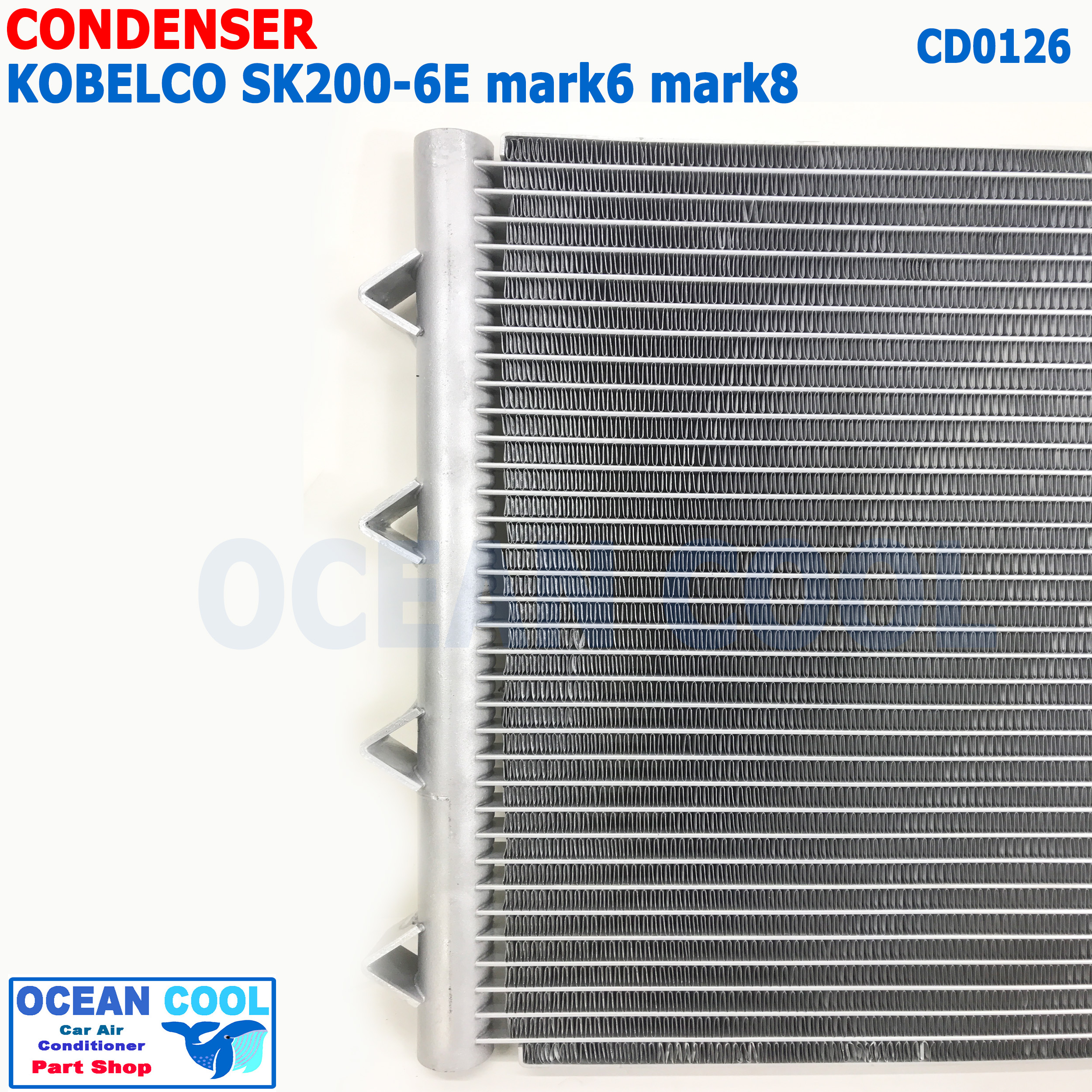 แผงแอร์ แม็คโคร โกเบลโก้ SK200-6E CD0126 มาร์ค6 มาร์ค8 CONDENSER for Kobelco Mark6 , Mark8 หัวขัน ขายึด4 3เหลี่ยม คอยล์ร้อน แผงรังผึ้ง แผงคอยล์ร้อน